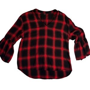TinselTown Buffalo Plaid Shirt Women’s Size L Country Cabincore hayrides